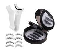 Set di ciglia magnetiche 3D resistenti all'acqua | Amplificatore per occhi riutilizzabile | Include strumento applicatore, due paia di ciglia, per il trucco portatile per le donne per l'uso