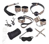 Set di cinghie da yoga in pelle leopardata, set di giocattoli per la biancheria da letto di 10 pezzi