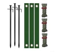 Set di cinghie di supporto per tronchi d'albero con 3 paletti, 3 cinghie frangivento e 3 corde per un'efficace stabilità dell'albero in aree ventose (chiodi neri B)