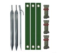 Set di cinghie di supporto per tronchi d'albero con 3 paletti, 3 cinghie frangivento e 3 corde per un'efficace stabilità dell'albero in aree ventose (chiodi argentati B)