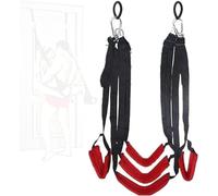 Set di cinghie per yoga con sospensione multi-posizione Allenamento di stretching Attrezzatura resistente all'usura in rosso e nero a contrasto