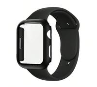 Set di cinturino e custodia compatibile con Apple Watch, adatto per uomo e donna, in stile sportivo alla moda, morbido e confortevole, con rivetti e fibbia, cinturino in silicone + custodia rigida in 
