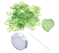 Set di Ciondoli a Foglia Verde - Rotolo di Corda Elastica, Infila Perline, Perline Sciolte per Gioielli e Decorazioni