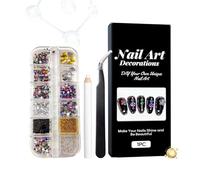 Set Di Ciondoli Per Unghie 3D - Risolve Problemi Di Manicure Semplici, Vibrazione Vibrante Di Forme Colorate E Luminose, Dodici Scatole A Griglia + Strumenti Penna Per Pinzette, Gemme Di Materiale