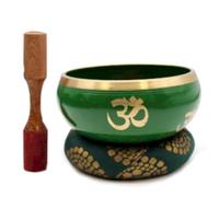 Set di ciotola tibetana Lrg - Albero della vita - Verde 14 cm