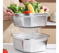 Set di ciotole con colino in acciaio inossidabile, contenitore per alimenti