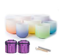 Set Di Ciotole Da Canto Colorato Di Cristallo Di 7 PC, 6-12. Pollice & Agosto Nota, Con Custodia For Il Trasporto Gomma Mallone In Pelle Scamosciata O-ring O-ring, Meditazione Terapia (Size : 440Hz)
