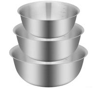 Set di ciotole da cucina con 3 ciotole in acciaio inossidabile 304, scala di misurazione e cestelli di drenaggio
