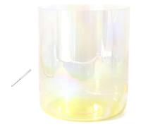 Set di ciotole di cristallo per il canto, Ciotola di cristallo da 7 pollici 432HZ, for la guarigione del suono, meditazione, preghiera, riduzione dello stress, con percussore e O-ring(Yellow,G Note)