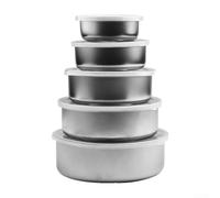 Set di ciotole in acciaio inox con 5 coperchi per soluzione di conservazione degli alimenti per una facile conservazione e praticità