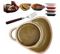 Set di ciotole in ceramica a doppio scomparto per zuppa e sandwich con | Set di ciotola e piatto in ceramica a doppio scomparto con manico retrò e design resistente al calore, ideale per servire