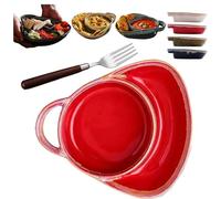 Set di ciotole in ceramica a doppio scomparto per zuppa e sandwich con | Set di ciotola e piatto in ceramica a doppio scomparto con manico retrò e design resistente al calore, ideale per servire