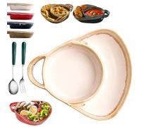 Set di ciotole in ceramica per zuppa e sandwich, con doppio scomparto e | Nuovo set di piatti in ceramica a doppio scomparto del 2026 per zuppa e sandwich, ideale per zuppe, contorni, pane, insalata