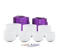 Set Di Ciotole In Cristallo Da 440Hz Con 2 Borse Per Il Trasporto, 7in-12 Da 7 Pezzi. Per La Guarigione Del Suono, La Meditazione, Lo Yoga, Con Martello Di Gomma, Stick In Pelle Scamosciata, O-ring