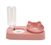 Set di ciotole per acqua e cibo rialzate per cani e gatti con borraccia automatica, 2 in 1, per gatti e cani di piccola taglia (rosa)