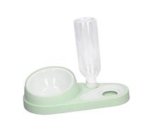 Set di Ciotole per Animali Domestici, Set di Ciotole per Acqua e Cibo per Animali Domestici 2 in 1 in Ceramica Inclinata di 15 Gradi per la Vita Quotidiana (Verde Crema)