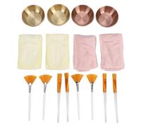 Set di ciotole per maschera facciale 16 pezzi, per salone spa fai-te | 4 ciotoline in acciaio inossidabile, 4 spazzole a ventaglio, 4 spazzole a sommità piatta, 4 fasce per capelli, accessori