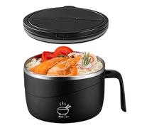 Set di ciotole per noodle, 1200 ml, anti-scottature, con coperchio e forchetta, in acciaio , per zuppa di riso, farina d'avena, gumbo, insalata, casa, università, dormitorio