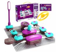 Set di circuiti elettronici con 25 blocchi di circuiti, 40 esperimenti per imparare l'elettricità,kit per l'esplorazione dell'elettronica fai da te, Giocattoli educativi STEM per bambini età 3+