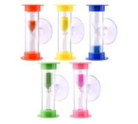 Set di clessidra con sabbia, 5 pezzi con ventosa, timer in da 2 minuti e 3 minuti per spazzolare i denti, cucinare, giocare e uso scolastico, alta robustezza, 3 x 6 cm