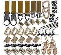 Set di Clip per Equipaggiamento Tattico da 48 Pezzi, Attacchi per Fettuccia Molle per Zaino, Cintura per Gilet, Con Gancio per Cinturino in Nylon (Khaki)