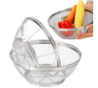 Set di colader, setacci da cucina a rete, scolapane in acciaio inossidabile, filtri impilabili per drenare, lavare verdure, insalata, pasta, riso, ristorante, preparazione di cottura a casa, 9.76x3.82