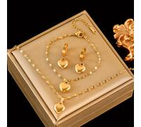 Set di collana, bracciale e orecchini a forma di cuore in acciaio inossidabile 316 in oro 18 , gioielli , accessori di moda per donna, regali e compleanno, regali romantici per coppie e migliori
