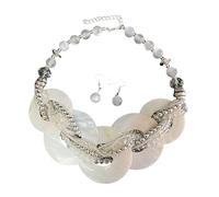 Set di collana con ciondolo a conchiglia alla moda e orecchini abbinati, accessorio alla moda per abiti da giorno a notte, versatile collana con conchiglie, One Size, come descritto, come descritto