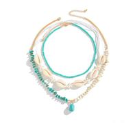 Set di collana con perle e conchiglie, collana con ciondolo in agata Milbead regolabile, multistrato e stratificato.