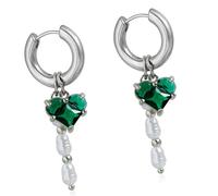 Set di collana con perle irregolari e orecchini a strati con ciondolo a forma di cuore, per l'eleganza di tutti i giorni, set di collane romantiche con simbolo d'amore, Misura unica, come descritto