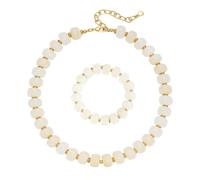 Set di Collana e Bracciale Bohémien da Donna, Colorati Resina Perline Parure Gioielli Fatti a Mano, Ipoallergenici Y2K Girocollo e Braccialetto, Bigiotteria Di Tendenza Per Estate E Ufficio (Bianco)