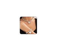 Set di collana e braccialetto di perle, girocollo e braccialetto con perle da 8 mm, gioielli delicati per matrimoni e damigelle d'onore, Adjustable, Zinco, Nessuna pietra preziosa
