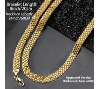 Set di collana e braccialetto in rame placcato oro 14k intrecciato, 10mm, stile minimalista svedese-italiano, adatto per uso quotidiano e da festa delle donne Collana 60cm, bracciale 21cmRame