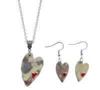 Set di collana e orecchini a forma di cuore rosso romantico, stile minimalista per gli amori, comodo e leggero, in lega placcata in argento, set di collana e orecchini con doppio cuore rosso
