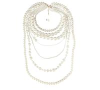 Set di collana e orecchini con perle graduate alla moda gioielli per donne festa di nozze abiti da sera abiti da sera accessori in pietra