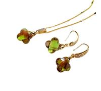 Set di collana e orecchini con pietre preziose che cambiano colore in laboratorio, gioielli turchi in diaspore che cambiano colore per donne e uomini, sposta da rosa rosso a verde giallo champagne