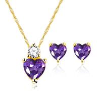 Set di collana e orecchini da donna, con ciondolo a forma di cuore con zirconi, per mamma, sorella, moglie, San Valentino, compleanno, festa della mamma, gioielli regalo, adjustable, Acciaio