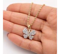 Set Di Collana E Pendente A Farfalla CZ 7/8" In Oro Giallo 10K Reale
