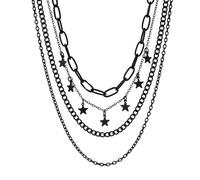 Set di collane a strati gotiche da donna, vintage, con ciondolo a forma di stella, luna, cuore, Y2k, collana girocollo a catena grossa, nera, multistrato, gioiello estetico scuro per Halloween