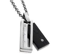 Set di collane abbinate per lui e per lei, in acciaio inox e titanio, con incisione "Love U", per una coppia di innamorati