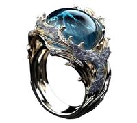 Set di collane con anelli Il battito cardiaco del mare, regolabile, il battito del cuore dell'anello marino, anello oceano, perla, zircone intarsiato, anello ispiratore, amicizia ispiratrice, anelli