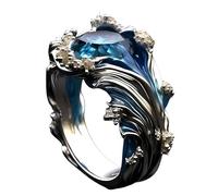 Set di collane con anelli Il battito cardiaco del mare, regolabile, il battito del cuore dell'anello marino, anello oceano, perla, zircone intarsiato, anello ispiratore, amicizia ispiratrice, anelli