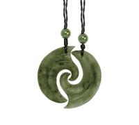 Set di collane con Ciondolo Doppio Koru interconnessi in Giada nefrite per Due - Collana di Cordoncino Maori per Coppie - Gioielli dell'amicizia in Pietra Verde Naturale - Coppia di talismani di