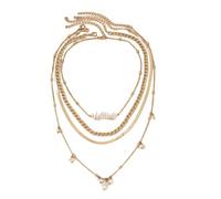 Set di collane multistrato con nappe di perle d'imitazione dorate, catena a serpente con perline piatte impilate, collane a strati con texture mista, per abbigliamento quotidiano a maglia con spalle