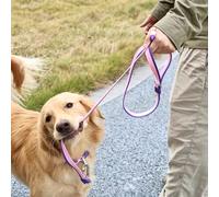 Set di collare e guinzaglio per cani in PVC impermeabile - Regolabile bicolore, durevole per cani piccoli/medi/grandi, adatto per passeggiare, escursioni, caccia Completo viola e rosa - M,Completo vio