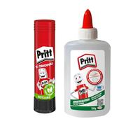 Set di colle Pritt, colla per lavori manuali da 150 g e colla in stick da 11 g, colla bianca a presa rapida per la scuola e l’ufficio