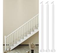 Set di colonnine per scale rotonde bianche, montanti per scale montate a pavimento e set di ringhiere con staffe regolabili per gradini(3 pcs,33in/83.8cm)
