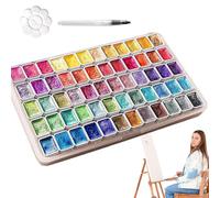 Set di colori ad | con pennello e da pittura portatili - Set acquerelli luccicanti da 60 colori | Per Artisti Principianti Adulti Colorazione Nail Design Album Scuola Casa Viaggio