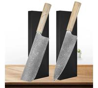 Set di coltelli da cucina ad alto tenore di carbonio, coltelli da chef giapponesi forgiati, coltello da disosso in acciaio di Damasco, mannaia affilata, pelapatate(2PCS-BC)