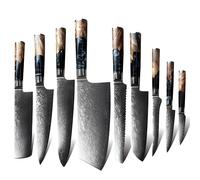 Set di coltelli da cucina damascati Japan - 9 pezzi / Marrone